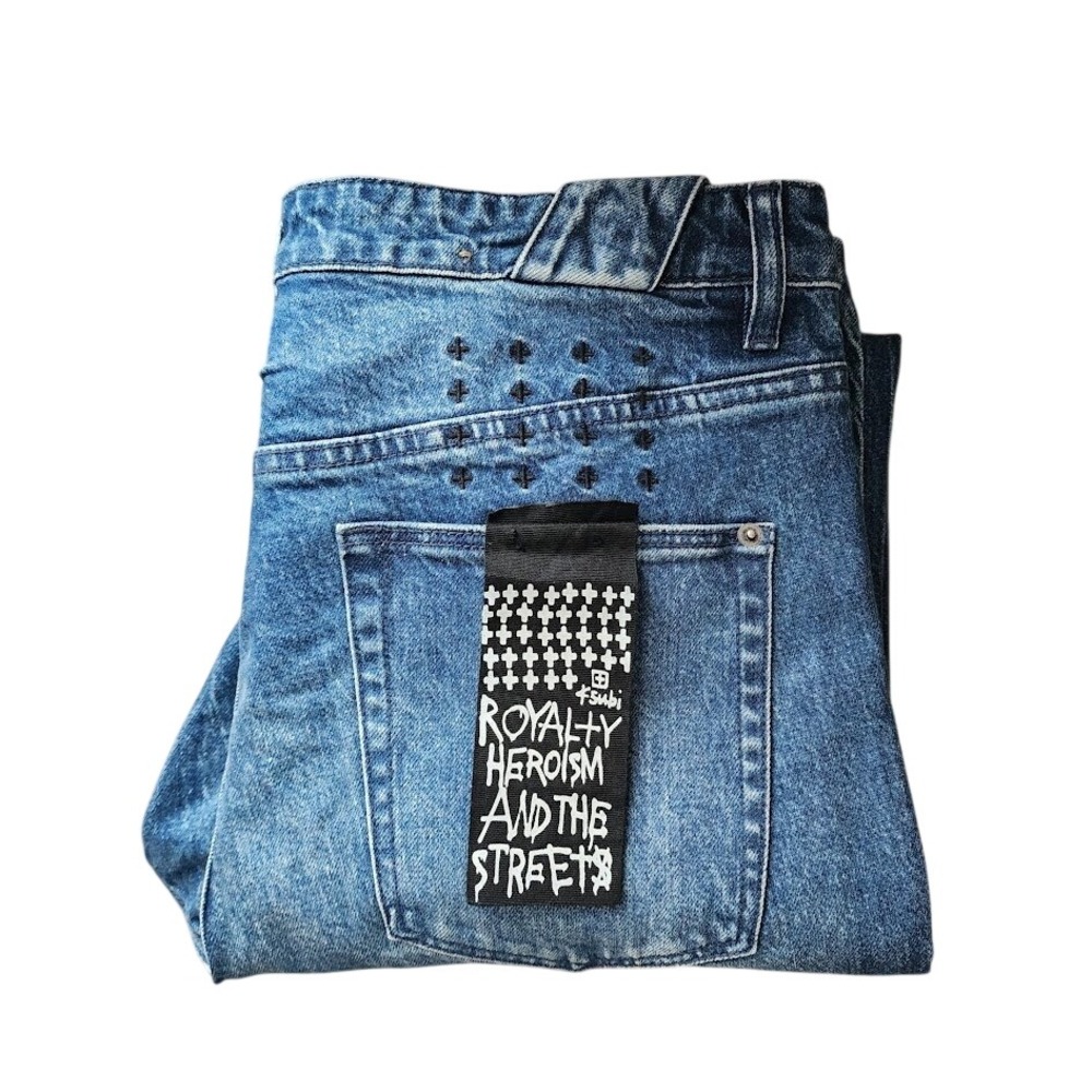 KSUBI Chitch Boneyard Kult Distressed Slim Fit Blue Denim Jeans Men's 36